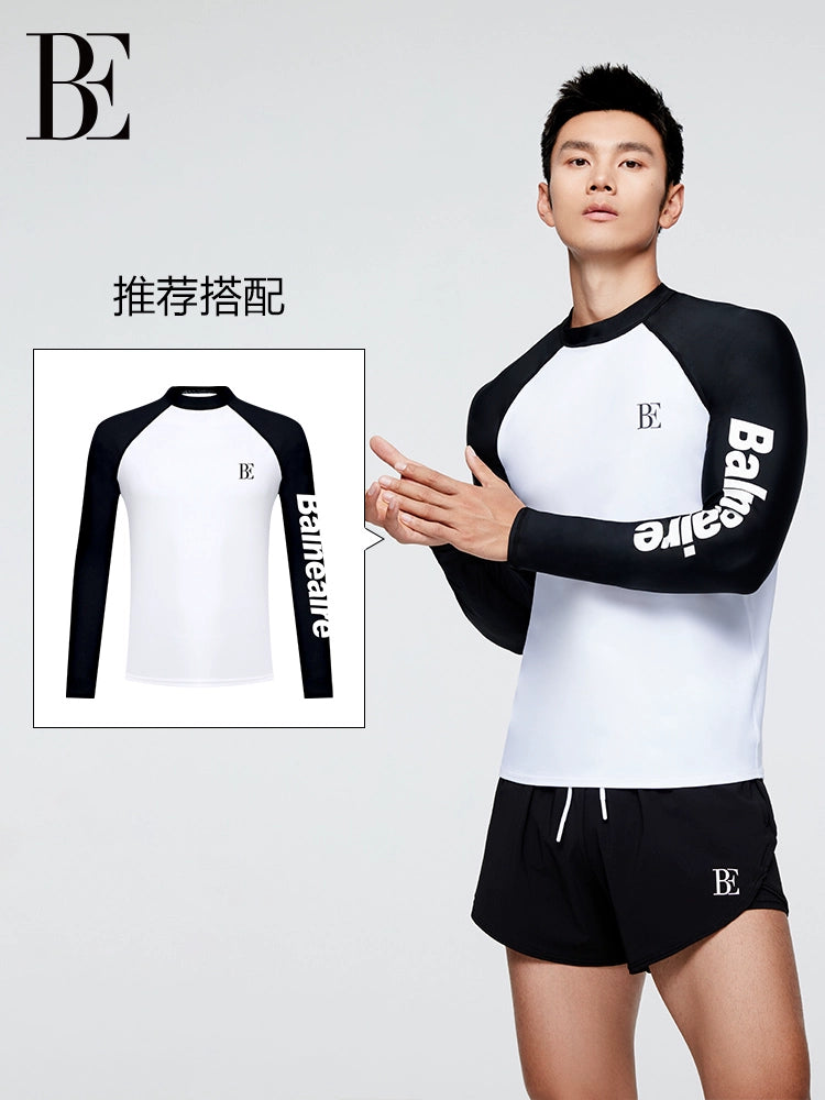 Be Balneaire Men Sports Swimming Trunks Fashion Anti-Embarrassment Sun Protection Water and Land Wear Black Leggings plus Size Adult Hot Spring