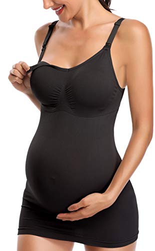 Womens Nursing Tank Tops Built in Bra for Breastfeeding Maternity Camisole Brasieres Color Black Grey Green Size L Pack of 3