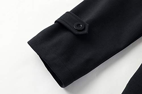Bbalizko Mens Classic Pea Coat Notched Collar Slim Fit Double Breasted Winter Warm Heavyweight Trench Coats