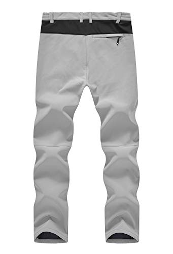 YSENTO Men's Winter Fleece Cargo Pants Waterproof Insulated Skiing Snowboarding Pants Light Grey Size 40