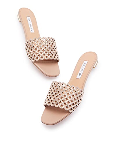 Aquazzura, Crystal Candy Slide, 9, New Nude