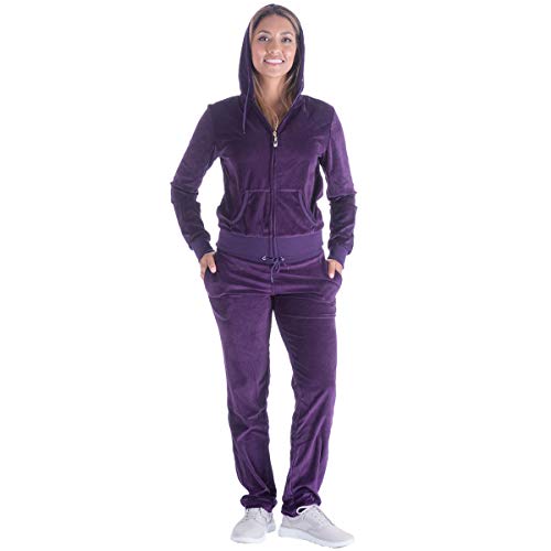 Sweat Suits for Women Set Jogging Workout Active wear Velour Outfits Hoodie and Sweatpants Cute (M, Purple)