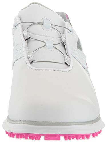 FootJoy Women's Pro|SL Boa Previous Season Style Golf Shoes, White/Silver/Rose, 8 M US