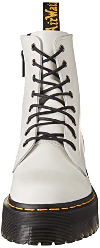 Dr. Martens Unisex Jadon 8-Eye Smooth Leather Platform Boots, White Polished Smooth, 8 US Women/7 US Men