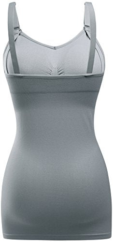 Womens Nursing Tank Tops Built in Bra for Breastfeeding Maternity Camisole Brasieres Color Black Grey Green Size L Pack of 3