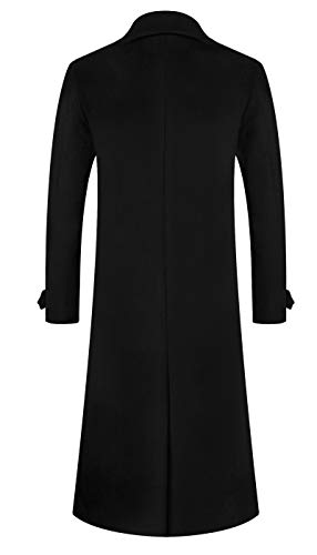 APTRO Men's Full Length Wool Trench Coat Fleece Lining Double Breasted Overcoat 1818 Black XXL