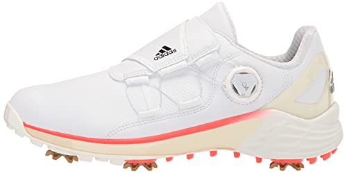 adidas Women's ZG21 Recycled Polyester BOA Golf Shoes, Footwear White/Core Black/Solar Red, 8
