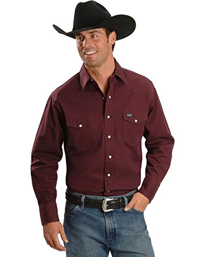 Wrangler Men's Authentic Cowboy Cut Work Western Long-Sleeve Firm Finish Shirt,Red Oxide,Medium
