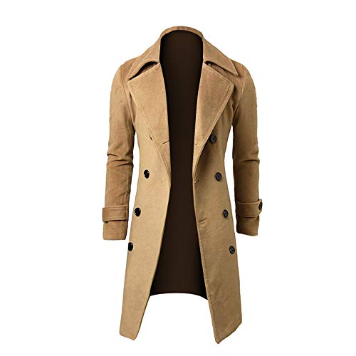 Black Trench Coat Men Winter Slim Stylish Trench Coat Double Breasted Long Jacket Coats