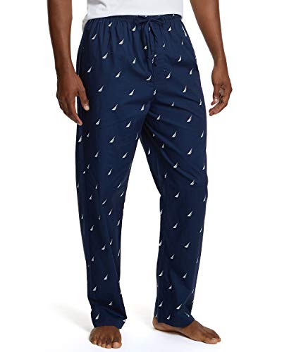Nautica Men's Soft Woven 100% Cotton Elastic Waistband Sleep Pajama Pant, Maritime Navy, Medium