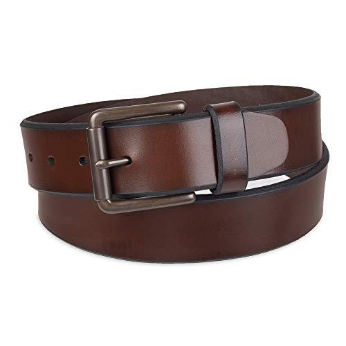 Dockers Men's Casual Leather Belt - 100% Soft Top Grain Genuine Leather Strap with Classic Prong Buckle, Brown,42