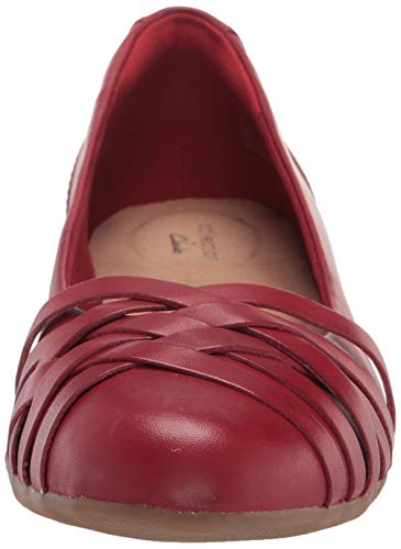 Clarks Women's Sara Clover Ballet Flat, Red Leather, 8