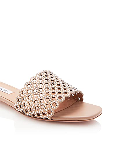 Aquazzura, Crystal Candy Slide, 9, New Nude