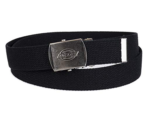 Dickies Men's Cotton Web Belt with Military Logo Buckle, Black, One Size