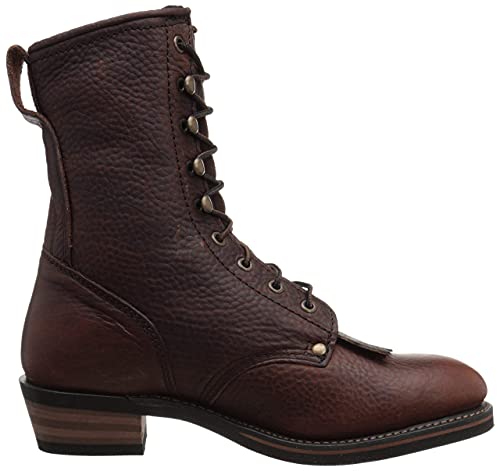 AdTec Men's 9" Packer Tumbled Leather Lacer Work Boots for Men, Chestnut - Plain Soft Toe, Moderate Mens Hiking Boots
