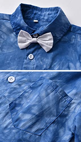 Allovin Boy Blazer Outfits Long Sleeve Formal Suits Jogger Pants Set Blue 3-4 Y
