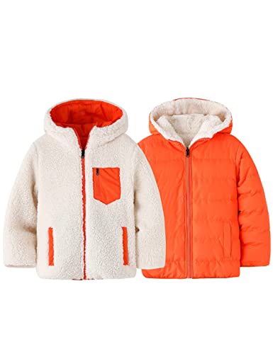 Wantdo Boy's Thicken Puffer Jacket Quilted Winter Coat Windproof Anorak Warm Outerwear Orange 6/7