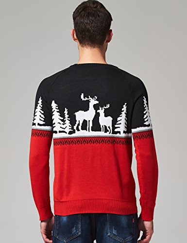 SSLR Mens Ugly Christmas Sweater Holiday Crew Neck Pullover Sweater for Men (XX-Large, Red Black)