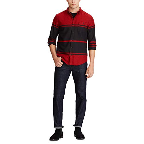 Chaps Men's Classic Fit Long Sleeve Performance Flannel Shirt, Park Avenue Red Multi, M