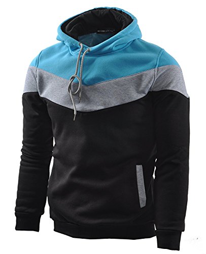 Mooncolour Mens Novelty Color Block Hoodies Cozy Sport Autumn Outwear Black US Large Black US Large