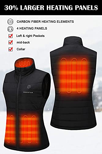 Venustas Women's Heated Vest with Battery Pack 7.4V, Heated clothes for women (L, Black)