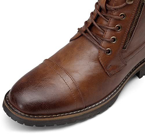 Vostey Men's Boots Casual Dress Boots for Men Brown Boots Mens Motorcycle Combat Ankle Boot (BMY678A Dark Brown 10)