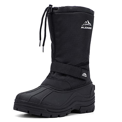 ALEADER Winter Boots for Men, Waterproof Snow Boots Hiking Shoes Black 11 D(M) US