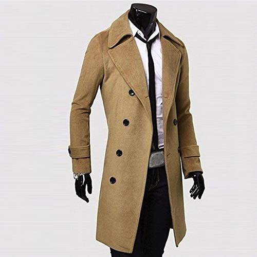 Black Trench Coat Men Winter Slim Stylish Trench Coat Double Breasted Long Jacket Coats