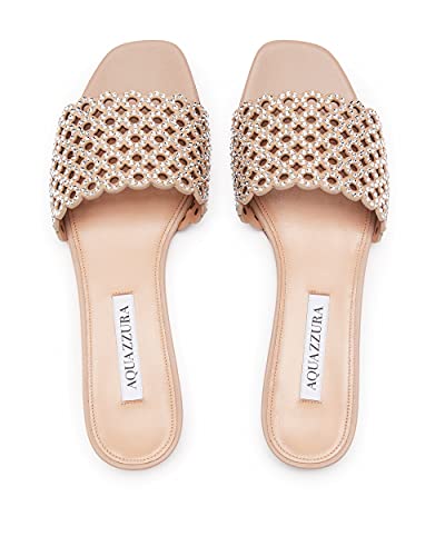 Aquazzura, Crystal Candy Slide, 9, New Nude