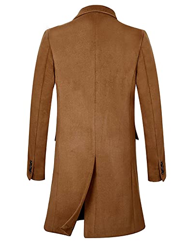 Men's Trench Coat Wool Top Coat Winter Long Coats 1702 Camel L