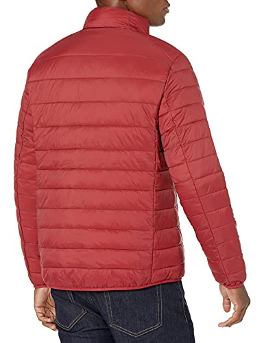 Amazon Essentials Men's Lightweight Water-Resistant Packable Puffer Jacket, Brick Red, Medium