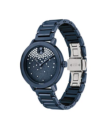 Movado Women's Swiss Quartz Watch with Stainless Steel Strap, Blue, 15 (Model: 3600706)