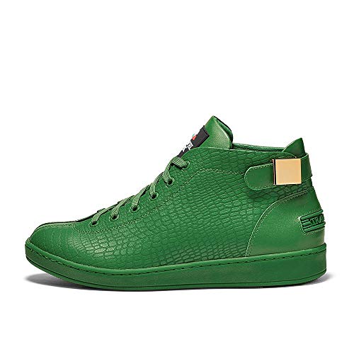 TRAVEL FOX Men's Malibu Green Spider Nappa Leather Round Toe Lace-Up High-Tops US Size 10