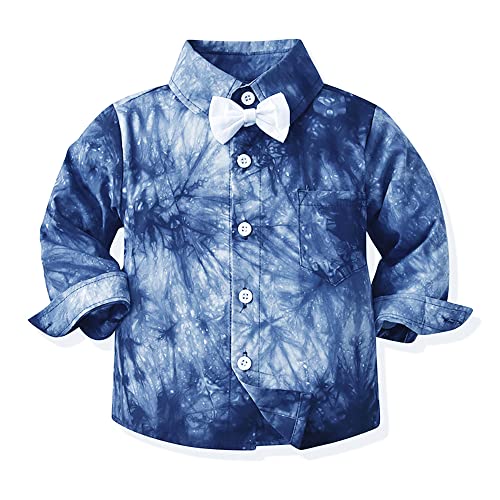 Allovin Boy Blazer Outfits Long Sleeve Formal Suits Jogger Pants Set Blue 3-4 Y