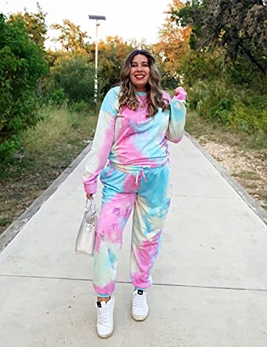 Casual Sweatsuit for Women 2 Piece Cute Long Sets Crew Neck Joggers Medium