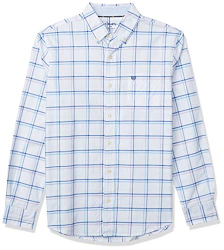 Chaps Men's Regular-Fit Long Sleeve Performance Cotton Oxford Shirt, White Multi, M