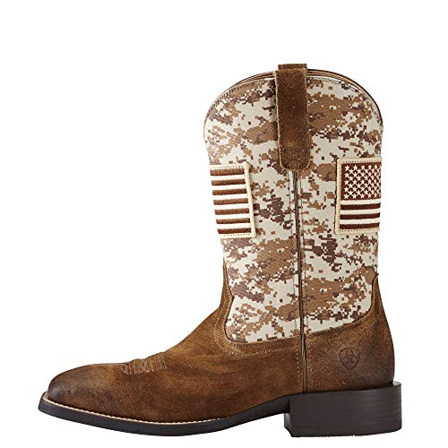 Ariat Men's Sport Patriot Western Boot, Distressed Brown/Sage Camo Print, 10.5 D US