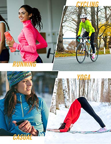 BALEAF Women's Thermal Fleece Half Zip Thumbholes Long Sleeve Running Gear Pullover for Cold Weather Black Size L