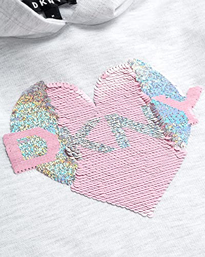 DKNY Girls' Dress - Casual Hoodie Sweatshirt Dress with Hood (Little Girl/Big Girl), Size 18/20, Light Heather Grey