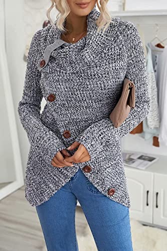Zecilbo Womens Chunky Oversized Winter Sweaters Mock Neck Pullover Long Sleeve Tops Jumper Gray, XX-Large