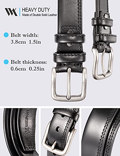 WOLFANT Full Grain Leather Casual Jeans Belt for Men,1/4" Thick Italian Real Solid Leather Heavy Duty Utility Work Gun Belt