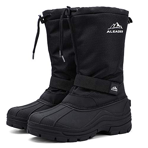 ALEADER Winter Boots for Men, Waterproof Snow Boots Hiking Shoes Black 11 D(M) US