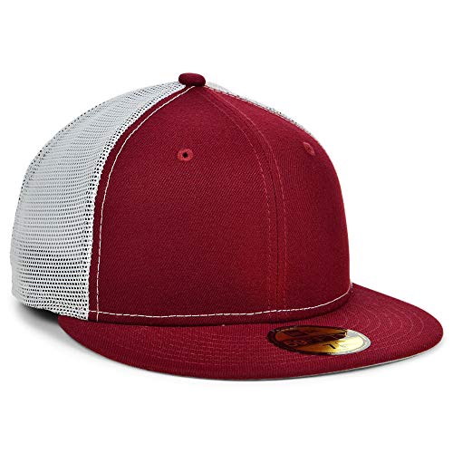 New Era Blank Custom 59FIFTY Fitted Trucker Cap Cardinal Red/White