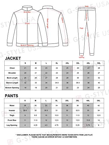 G-Style USA Men's Luxury Track Suit ST552 - Black - Small - V-D42