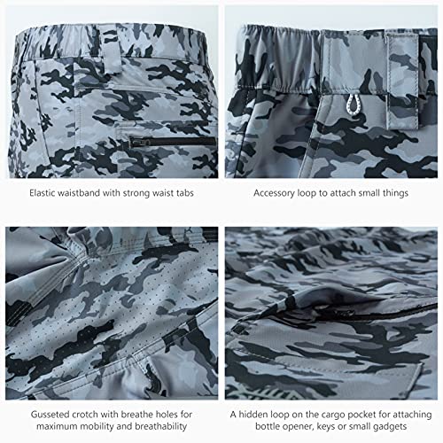 BASSDASH FP01M 10.5” Mens Fishing Cargo Shorts Quick Dry UPF 50+ Water Resistant