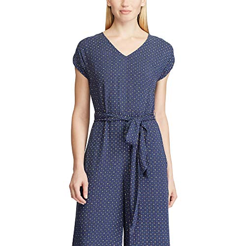 Chaps Women's Misses Floral Jumpsuit, Indigo Azure/Blue, 10