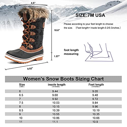 Aleader Waterproof Snow Boots for Women, Ladies Winter Lace Up Brown Booties with Fur Lined 10 B(M) US