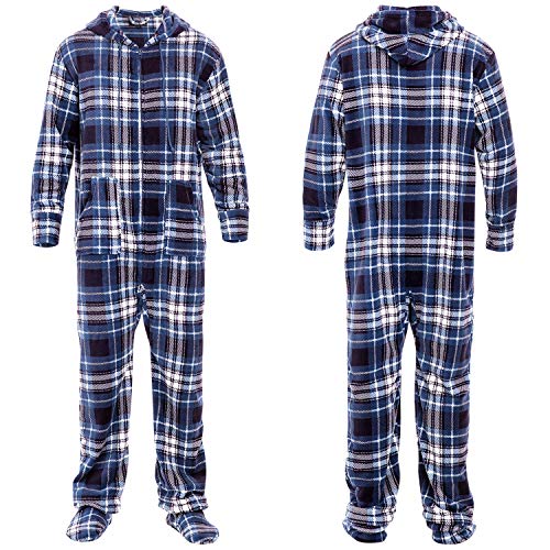 Alexander Del Rossa Men's Warm Fleece One Piece Footed Pajamas, Adult Onesie with Hood, 3X American Flag Limited Edition (SKU-A0314USA3X)