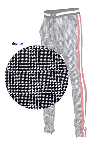 SCREENSHOTBRAND-P11957 Mens Hip Hop Premium Slim Fit Track Pants - Athletic Jogger Checker Pattern Color Block Print Bottoms-Black/Pattern-Small