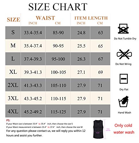 Wonderience Men Waist Trainer Vest for Weightloss Hot Neoprene Corset Body Shaper Zipper Sauna Tank Top Workout Shirt (XL, Black Neoprene Slimming Vest)
